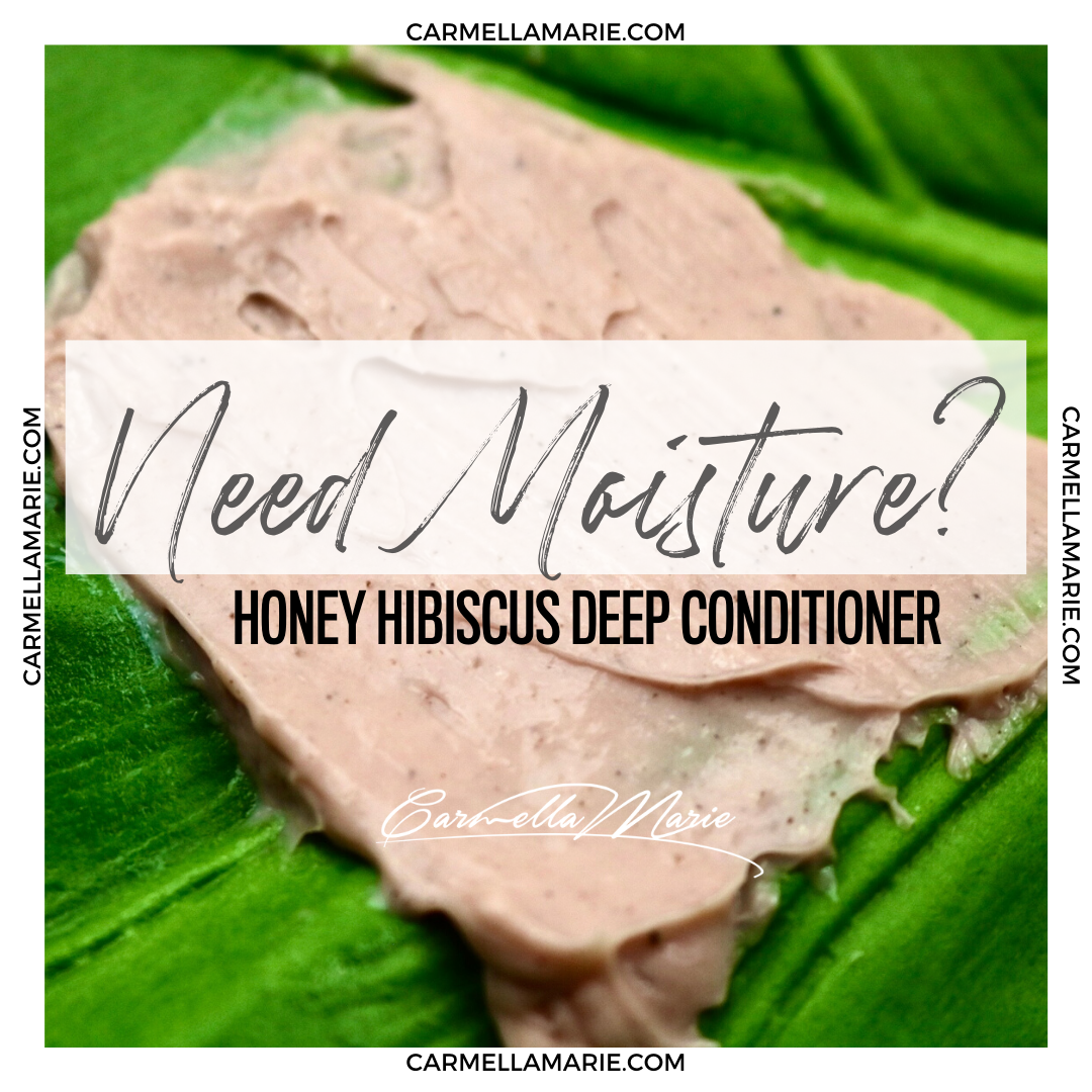 Load video: Hair Care Day using Carmella Marie&#39;s Full Kinky Curly Box: Featured product is the honey hibiscus deep conditioner